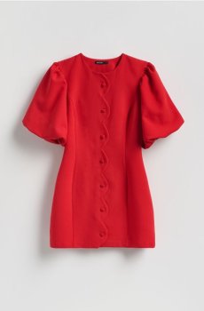 Reserved - Сукня з об’ємними рукавами - червоний - 786HR-33X
