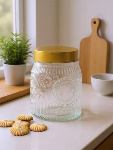 Банка з тисненням - білий