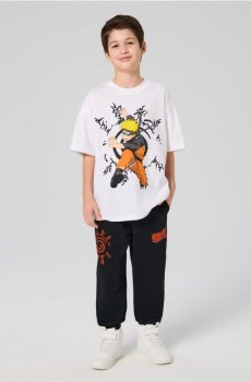 Бавовняна футболка з принтом Naruto - білий