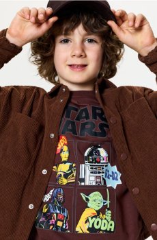 Бавовняний лонгслів Star Wars - коричневий