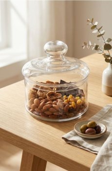 Скляний контейнер для їжі з кришкою - clear