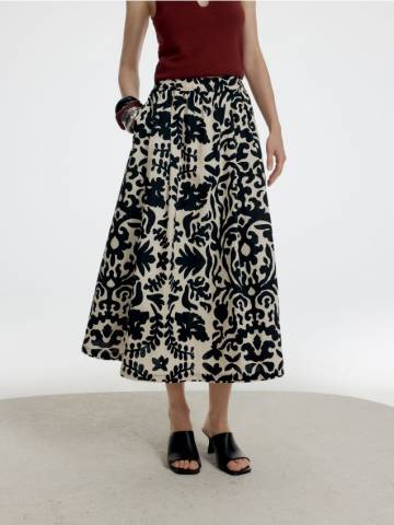 Reserved - Міді-спідниця з авторським візерунком - різнобарвний - 895GB-MLC