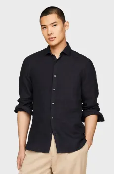 Мужская темно-синяя льняная рубашка DC GMD LINEN SOLID Синий M Tommy Hilfiger MW0MW34640