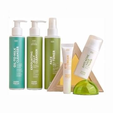 Набор Marie Fresh Cosmetics Комплексный уход за зрелой, проблемной кожей лица, 5 продуктов (с гелем) Набор Marie Fresh Cosmetics Комплексный уход за зрелой, проблемной кожей лица, 5 продуктов (с гелем)