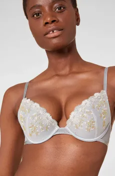 Женский голубой бюстгальтер пуш-ап глубокое декольте BONHEUR Голубой 75C Etam 6535128