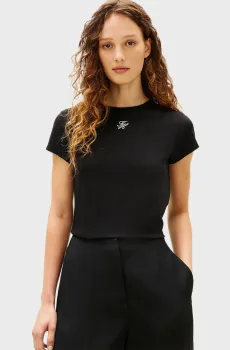 Женская черная футболка SCRIPT SLIM Черный M Tommy Hilfiger WW0WW48710