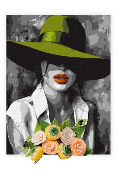 Картина по номерам Ideyka Женщина в шляпе с красками и воздушной глиной, 30*40 см (30007)