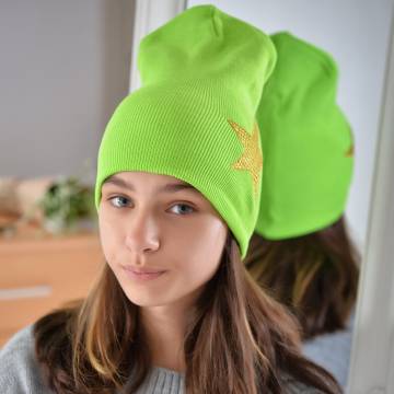 Шапки Lemanta Шапка для дівчаток салатова (звезда золото) Шапки Lemanta Шапка для дівчаток салатова (звезда золото)