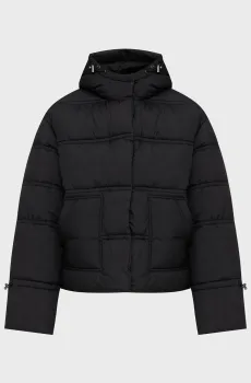 Женская черная куртка с узором Черный L Guess W5BL43.W2902;JBLK