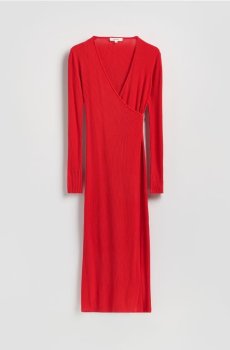 Reserved - Ребриста сукня з зав’язкою - червоний - 489IY-33X