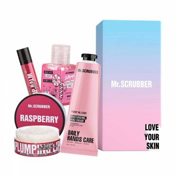 Набор Mr.Scrubber Sweet Raspberry (скраб для губ, 50 мл + бальзам для губ, 5 г + крем для рук, 30 г + антисептик, 30 мл) Набор Mr.Scrubber Sweet Raspberry (скраб для губ, 50 мл + бальзам для губ, 5 г + крем для рук, 30 г + антисептик, 30 мл)