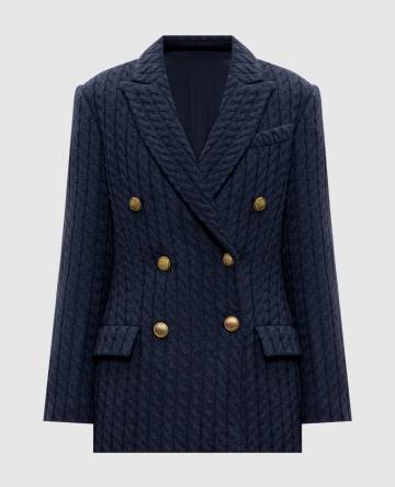 Синий двубортный жакет из кашемира Синий двубортный жакет из кашемира