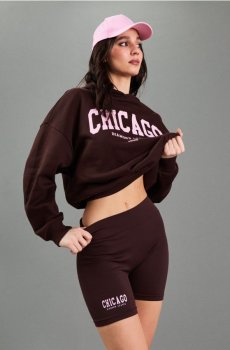 Ribotas velosipēda šorti ar uzrakstu "Chicago Diamond League" - темно коричневий