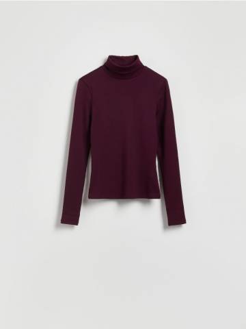 Reserved - Бавовняна водолазка - буряковий - ZI670-83X