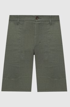 Зеленые шорты из льна и шелка