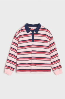 Бавовняна Смугаста Поло-Сорочка з Довгим Рукавом - різнобарвний