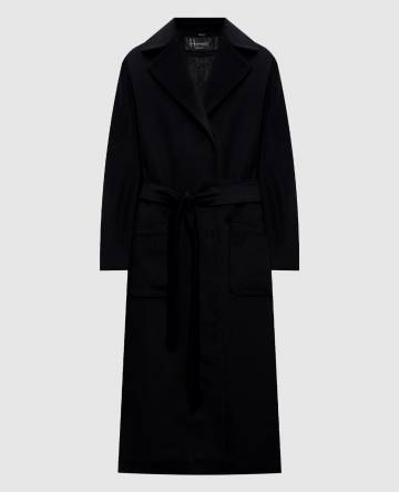 Черное пальто из шерсти