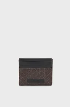 Мужской коричневый кожаный кардхолдер с узором EMBLEM Коричневый ONESIZE Calvin Klein LV04D1083G