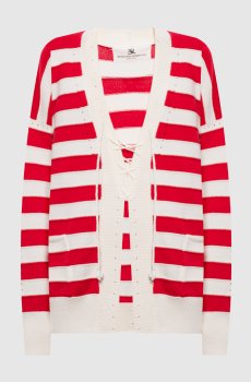 Белый кардиган в полоску