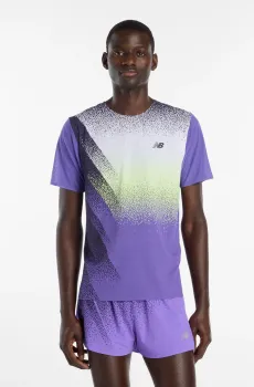 Мужская футболка Race Day Ultra Light Printed Фиолетовый L New Balance MT61Q7IDEPU