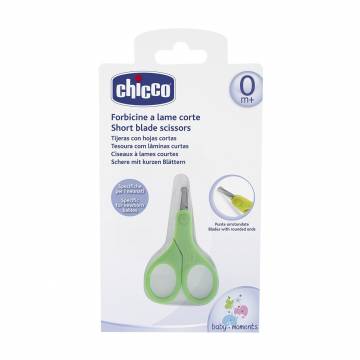 Ножнички детские с коротким лезвиев Chicco, зеленые Ножнички детские с коротким лезвиев Chicco, зеленые