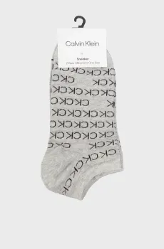 Женские серые носки (2 пары) CK WOMEN SNEAKER  ALL OVER LOGO Серый ONESIZE Calvin Klein 701218779