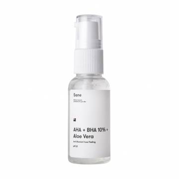 Пилинг для лица Sane AHA + BHA 10% + Aloe Vera Anti-Blemash Face Peeling с экстрактом алоэ, 30 мл Пилинг для лица Sane AHA + BHA 10% + Aloe Vera Anti-Blemash Face Peeling с экстрактом алоэ, 30 мл