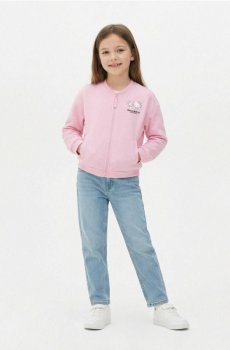Свитшот-бомбер с принтом на спине Hello Kitty - пастельний рожевий