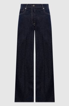 Синие джинсы с льном