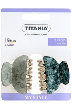 Заколка-краб для волос Titania светло-серый и серый, 4 см, 2 шт (8251)