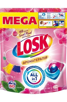 Капсулы для стирки Losk Ароматерапия, с эфирными маслами и ароматом малайзийского цветка, 60 стирок, 60 шт