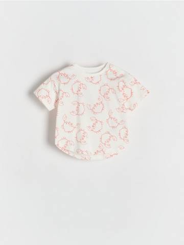 Reserved - Футболка з асиметричним низом - кремовий - 380EC-01X Reserved - Футболка з асиметричним низом - кремовий - 380EC-01X