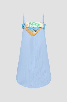 Женский голубой сарафан в полоску Голубой 38 Moschino A0468.3725;1303