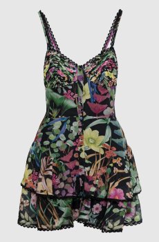 Черное платье мини Nayade в цветочный принт