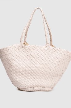 Розовая кожаная плетеная сумка-тоут Egola