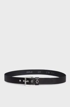 Мужской черный кожаный ремень Черный 95 Replay AM2680.000.A3007