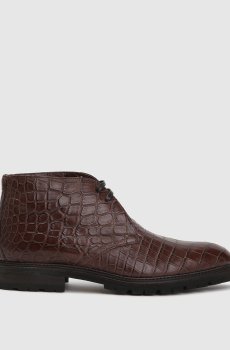 Коричневые дезерты из кожи крокодила на меху