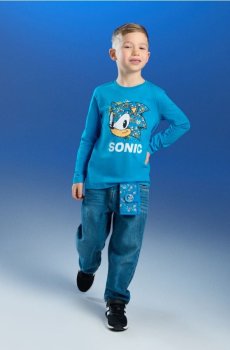 Бавовняна футболка з принтом Sonic the Hedgehog - mid blue