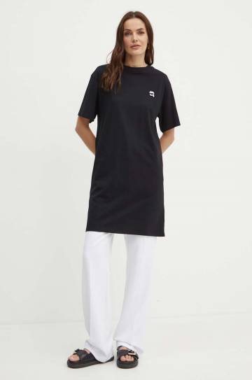Хлопковое платье Karl Lagerfeld цвет чёрный mini oversize 245W1352 Хлопковое платье Karl Lagerfeld цвет чёрный mini oversize 245W1352