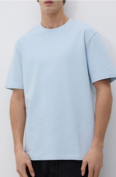Reserved - Комфортна футболка з принтом на спині - блідо-блакитний - WD052-05X