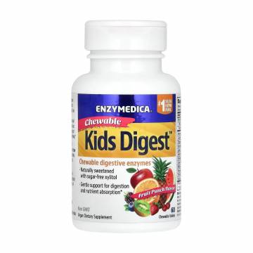 Пищеварительные ферменты для детей Enzymedica Kids Digest с фруктовым вкусом, 60 жевательных таблеток Пищеварительные ферменты для детей Enzymedica Kids Digest с фруктовым вкусом, 60 жевательных таблеток