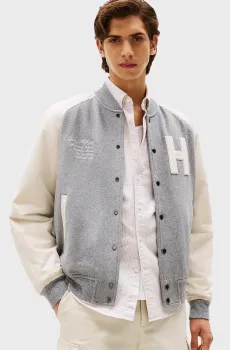 Мужской серый бомбер MEDIA Серый L Tommy Hilfiger MW0MW39684