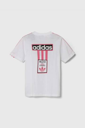 Детская хлопковая футболка adidas Originals цвет белый с принтом Детская хлопковая футболка adidas Originals цвет белый с принтом