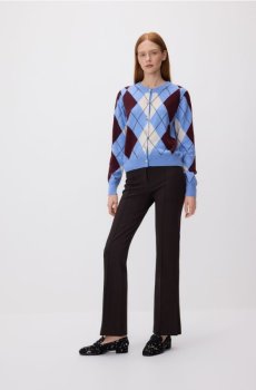 Reserved - Штани flare з поясом - темно коричневий - 420HL-89X