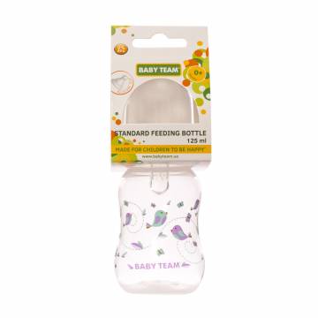 Бутылочка для кормления Baby Team с силиконовой соской, от рождения, белая, 125 мл (1111)