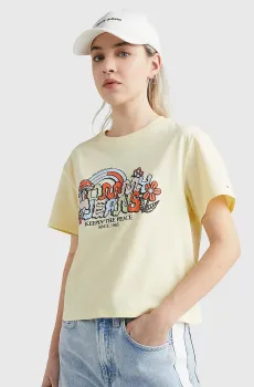 Женская желтая футболка TJW CLS HOMEGROWN 1 TEE Желтый S Tommy Jeans DW0DW15473