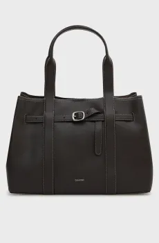 Женская темно-коричневая сумка BUCKLE MEDIUM WORK TOTE Коричневый ONESIZE Calvin Klein LV04F3549G