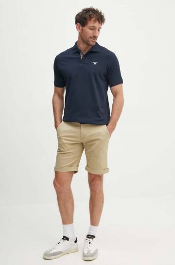 Хлопковое поло Barbour Tartan Pique Polo цвет синий с аппликацией MML0012 Хлопковое поло Barbour Tartan Pique Polo цвет синий с аппликацией MML0012