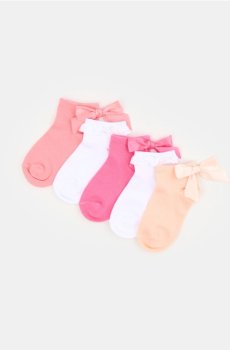 Ребристі шкарпетки з декоративними бантиками 5 pack - різнобарвний