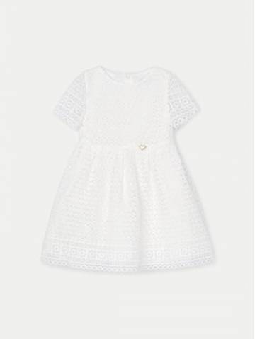 Mayoral Елегантне плаття 03918 Écru Regular Fit